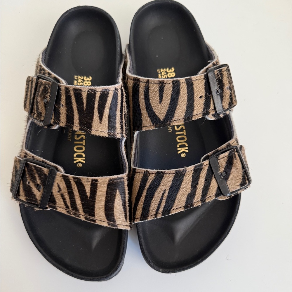 Rare New Zebra Calf Hair Arizona Birkenstocks Size 38 W size 7